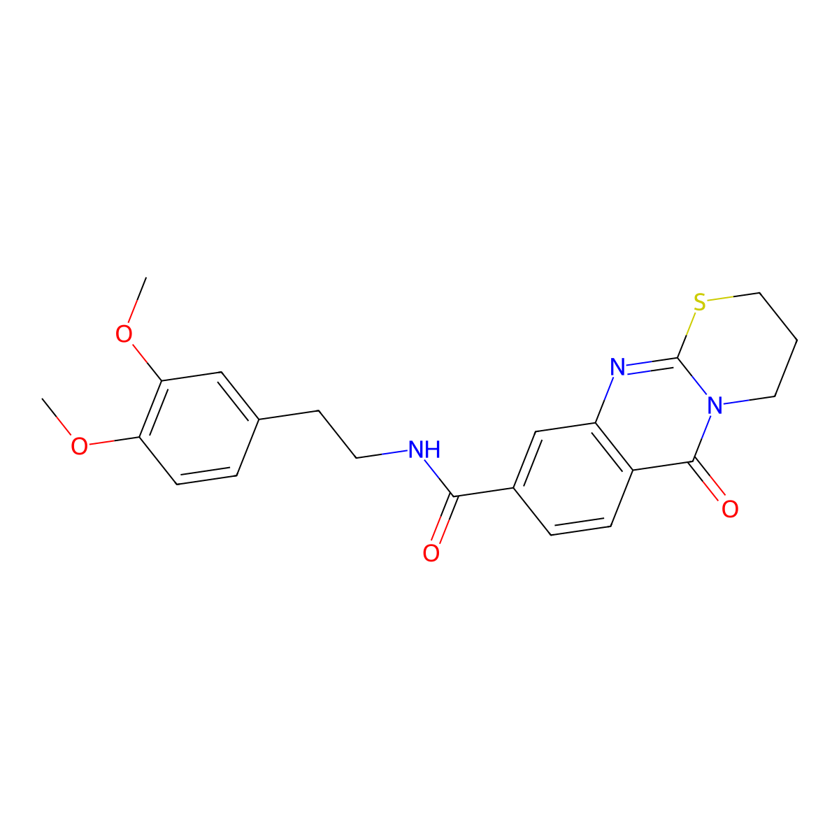 N-(3,4-dimethoxyphenethyl)-6-oxo-2,3,4,6-tetrahydro-[1,3]thiazino[2,3-b]quinazoline-9-carboxamide molecular structure, CAS 1251690-53-5