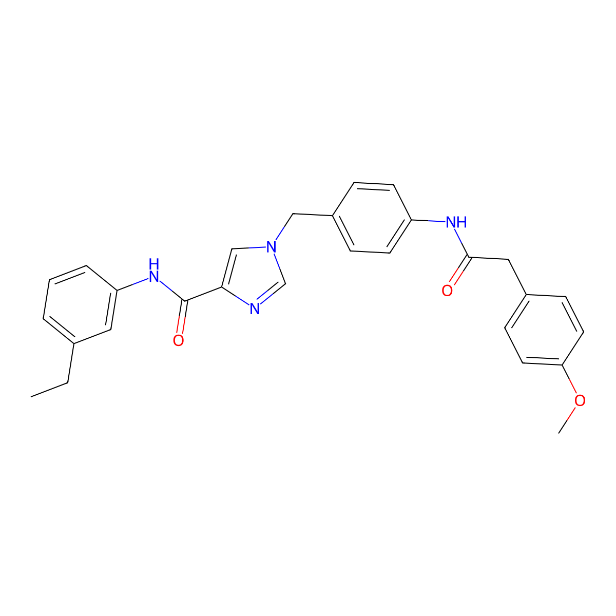 N-(3-ethylphenyl)-1-(4-(2-(4-methoxyphenyl)acetamido)benzyl)-1H-imidazole-4-carboxamide molecular structure, CAS 1251690-64-8