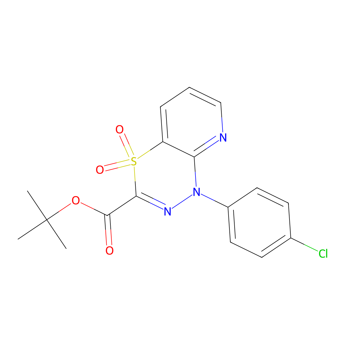 tert-butyl 1-(4-chlorophenyl)-1H-pyrido[2,3-e][1,3,4]thiadiazine-3-carboxylate 4,4-dioxide molecular structure, CAS 1251690-69-3