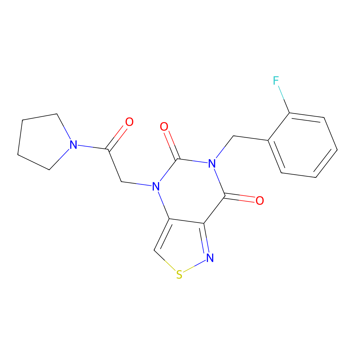 6-(2-fluorobenzyl)-4-(2-oxo-2-(pyrrolidin-1-yl)ethyl)isothiazolo[4,3-d]pyrimidine-5,7(4H,6H)-dione molecular structure, CAS 1251690-75-1