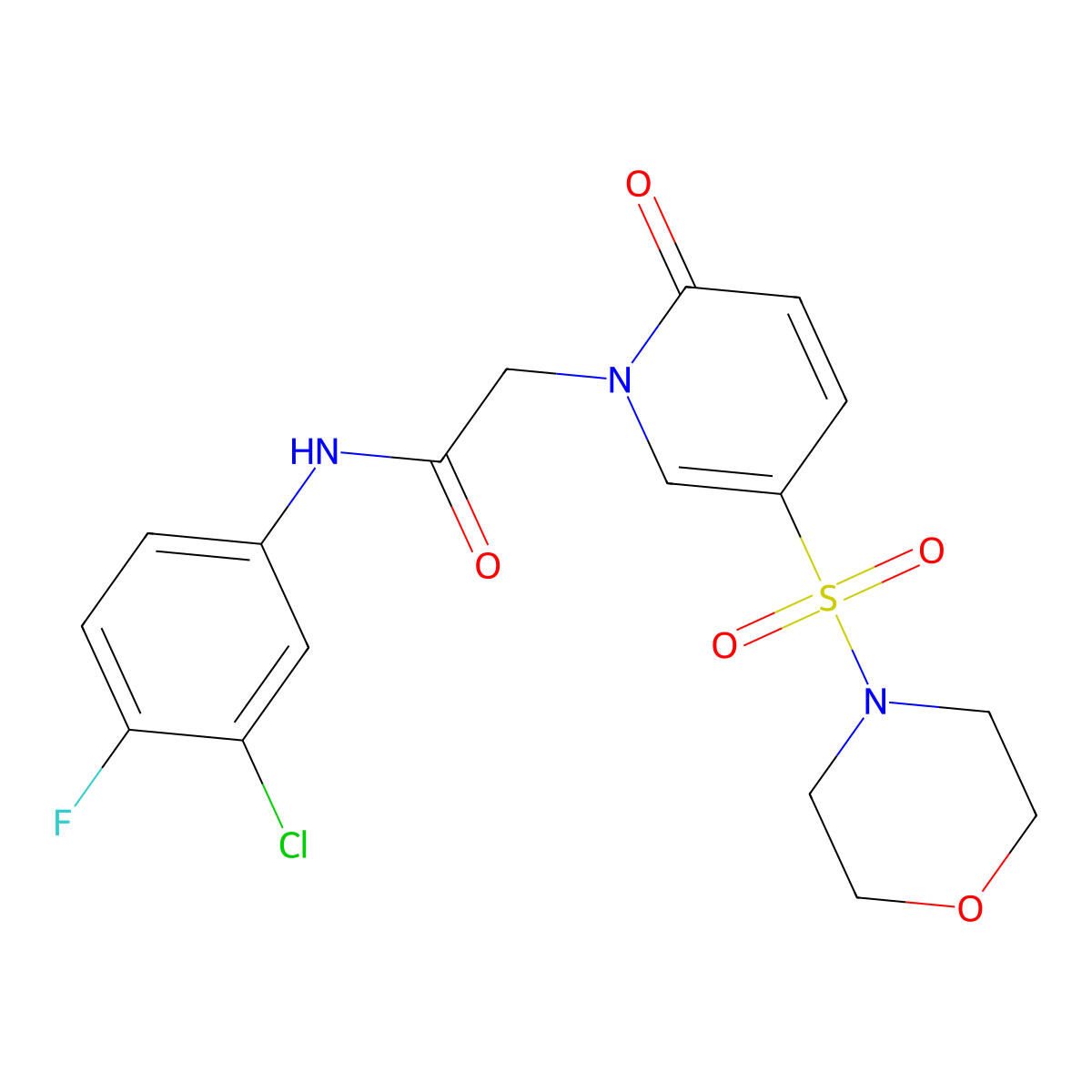 N-(3-chloro-4-fluorophenyl)-2-[5-(morpholine-4-sulfonyl)-2-oxo-1,2-dihydropyridin-1-yl]acetamide molecular structure, CAS 1251690-78-4
