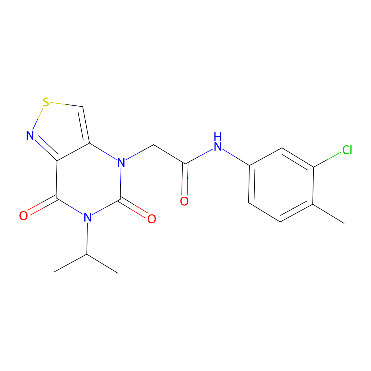 N-(3-chloro-4-methylphenyl)-2-[5,7-dioxo-6-(propan-2-yl)-4H,5H,6H,7H-[1,2]thiazolo[4,3-d]pyrimidin-4-yl]acetamide molecular structure, CAS 1251690-81-9