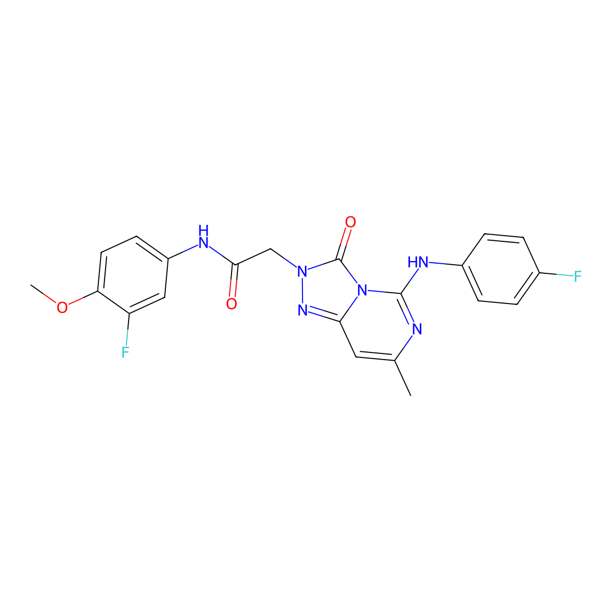 2-[5-(4-fluoroanilino)-7-methyl-3-oxo[1,2,4]triazolo[4,3-c]pyrimidin-2(3H)-yl]-N~1~-(3-fluoro-4-methoxyphenyl)acetamide molecular structure, CAS 1251690-90-0