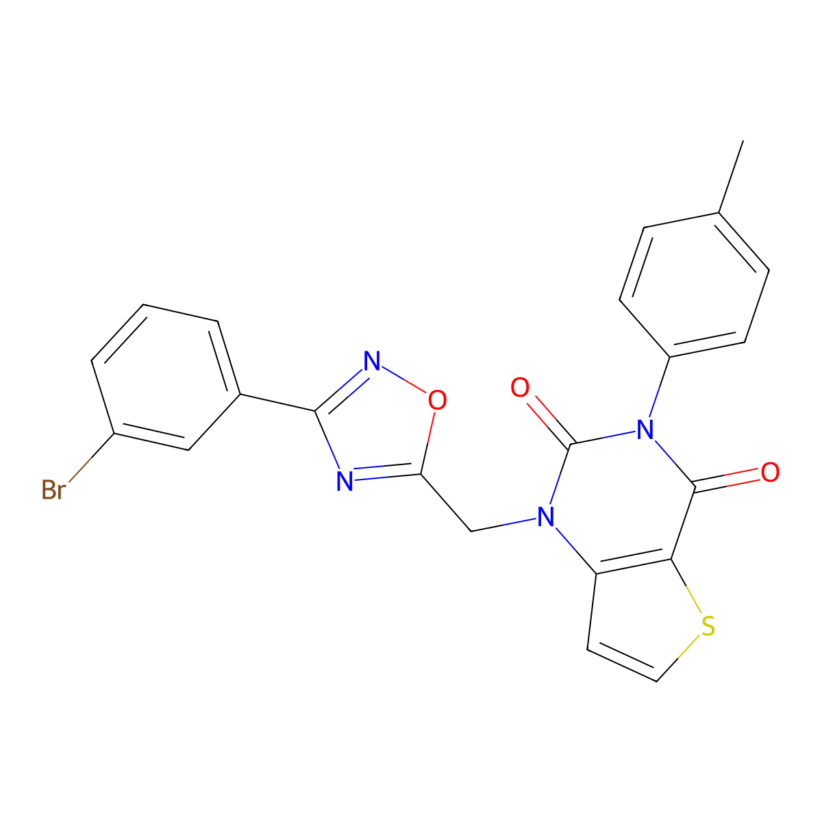 1-{[3-(3-bromophenyl)-1,2,4-oxadiazol-5-yl]methyl}-3-(4-methylphenyl)-1H,2H,3H,4H-thieno[3,2-d]pyrimidine-2,4-dione molecular structure, CAS 1251690-91-1