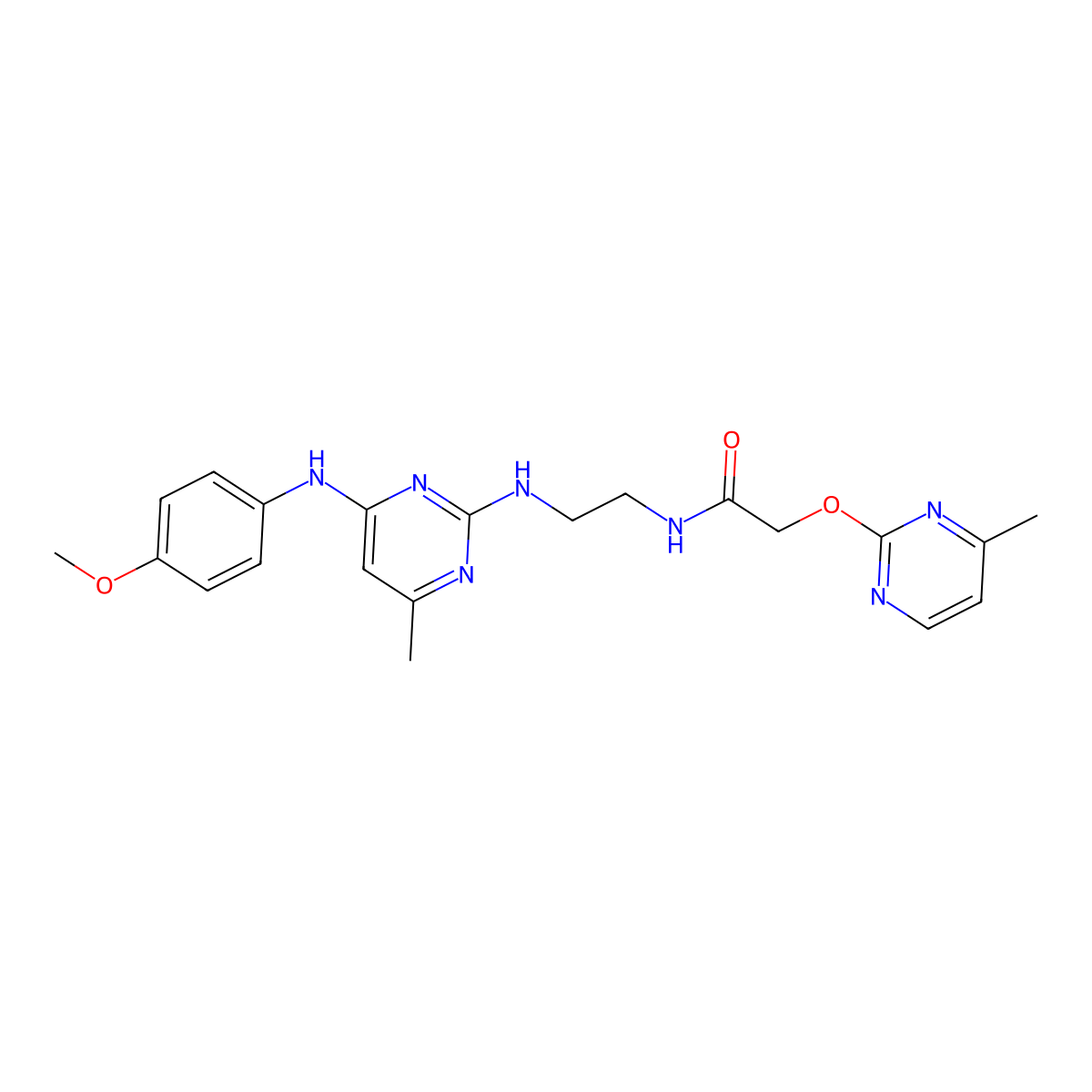 N-[2-({4-[(4-methoxyphenyl)amino]-6-methylpyrimidin-2-yl}amino)ethyl]-2-[(4-methylpyrimidin-2-yl)oxy]acetamide molecular structure, CAS 1251691-06-1