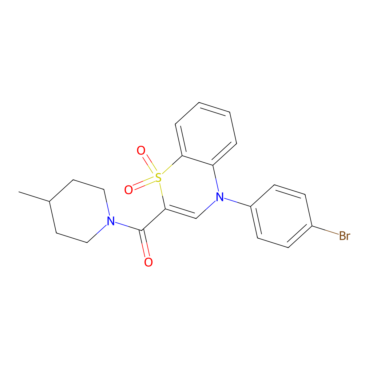 [4-(4-bromophenyl)-1,1-dioxido-4H-1,4-benzothiazin-2-yl](4-methylpiperidin-1-yl)methanone molecular structure, CAS 1251691-08-3