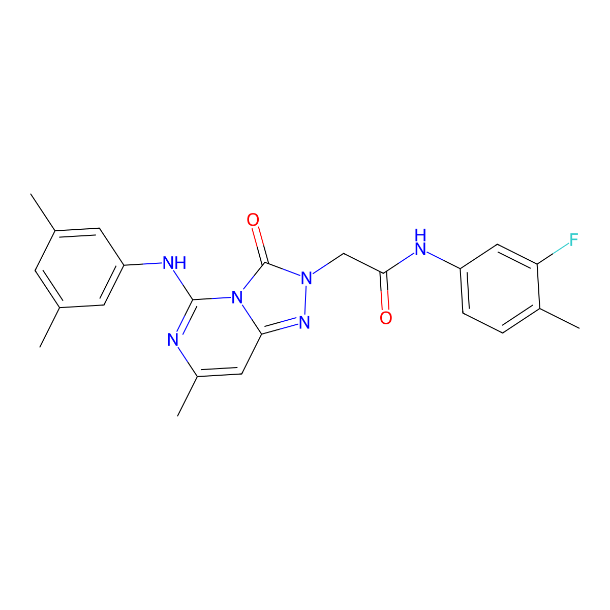 2-{5-[(3,5-dimethylphenyl)amino]-7-methyl-3-oxo-2H,3H-[1,2,4]triazolo[4,3-c]pyrimidin-2-yl}-N-(3-fluoro-4-methylphenyl)acetamide molecular structure, CAS 1251691-09-4