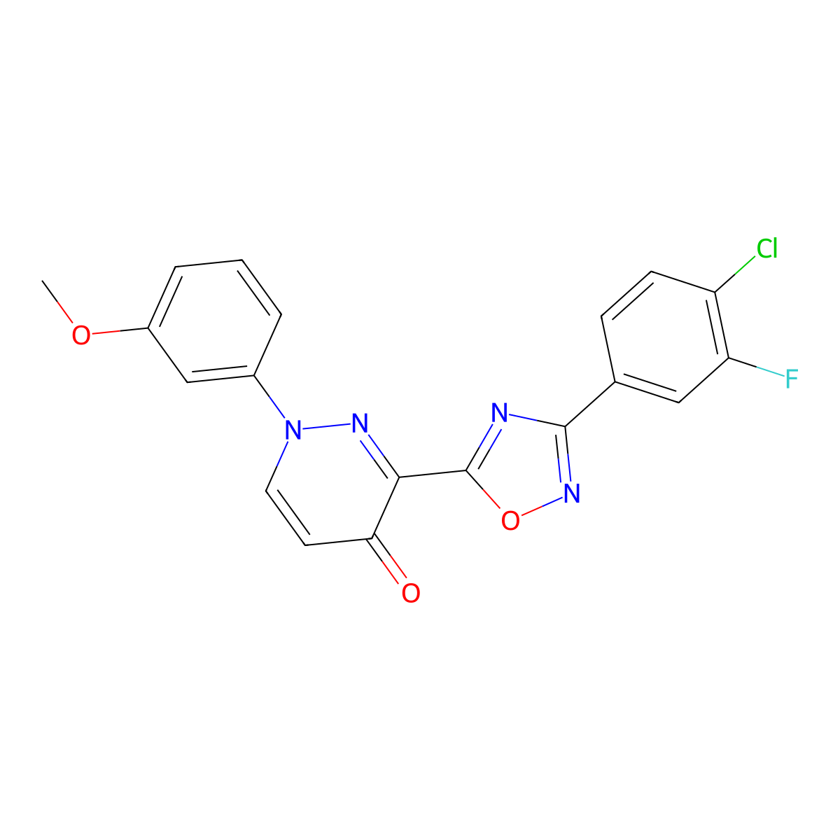3-[3-(4-Chloro-3-fluorophenyl)-1,2,4-oxadiazol-5-yl]-1-(3-methoxyphenyl)pyridazin-4-one molecular structure, CAS 1251691-11-8