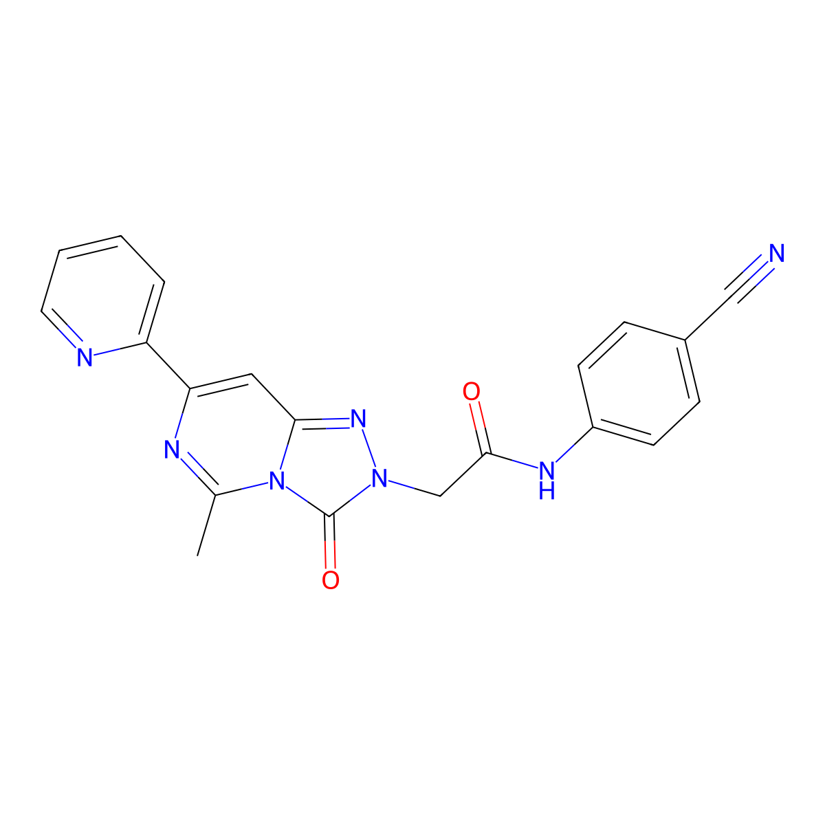 N-(4-cyanophenyl)-2-(5-methyl-3-oxo-7-pyridin-2-yl[1,2,4]triazolo[4,3-c]pyrimidin-2(3H)-yl)acetamide molecular structure, CAS 1251691-12-9