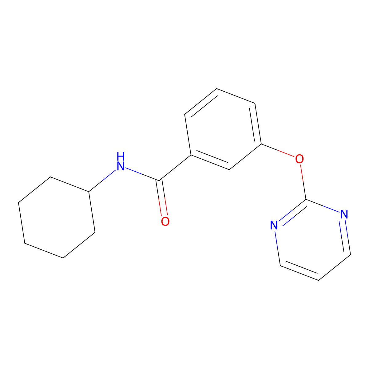 N-cyclohexyl-3-(pyrimidin-2-yloxy)benzamide molecular structure, CAS 1251691-14-1