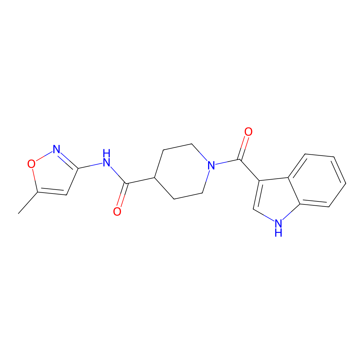 1-(1H-indole-3-carbonyl)-N-(5-methylisoxazol-3-yl)piperidine-4-carboxamide molecular structure, CAS 1251691-30-1