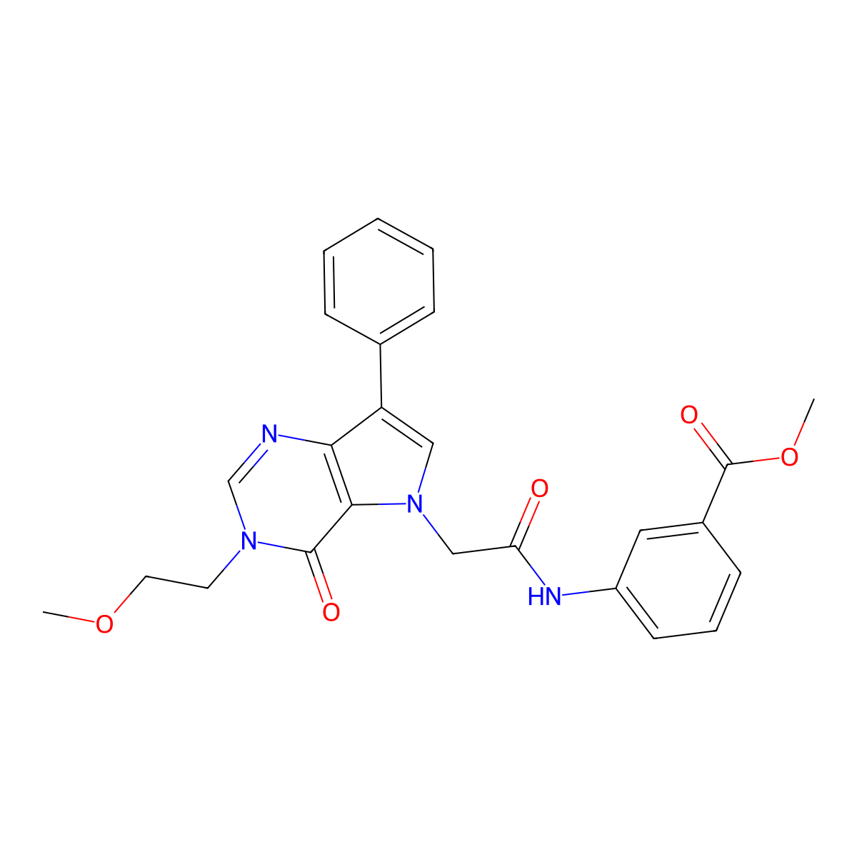 methyl 3-({[3-(2-methoxyethyl)-4-oxo-7-phenyl-3,4-dihydro-5H-pyrrolo[3,2-d]pyrimidin-5-yl]acetyl}amino)benzoate molecular structure, CAS 1251691-33-4