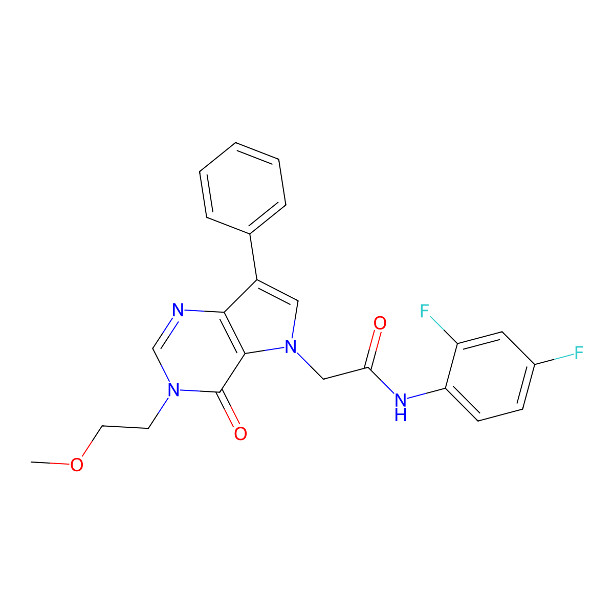 N-(2,4-difluorophenyl)-2-[3-(2-methoxyethyl)-4-oxo-7-phenyl-3,4-dihydro-5H-pyrrolo[3,2-d]pyrimidin-5-yl]acetamide molecular structure, CAS 1251691-43-6
