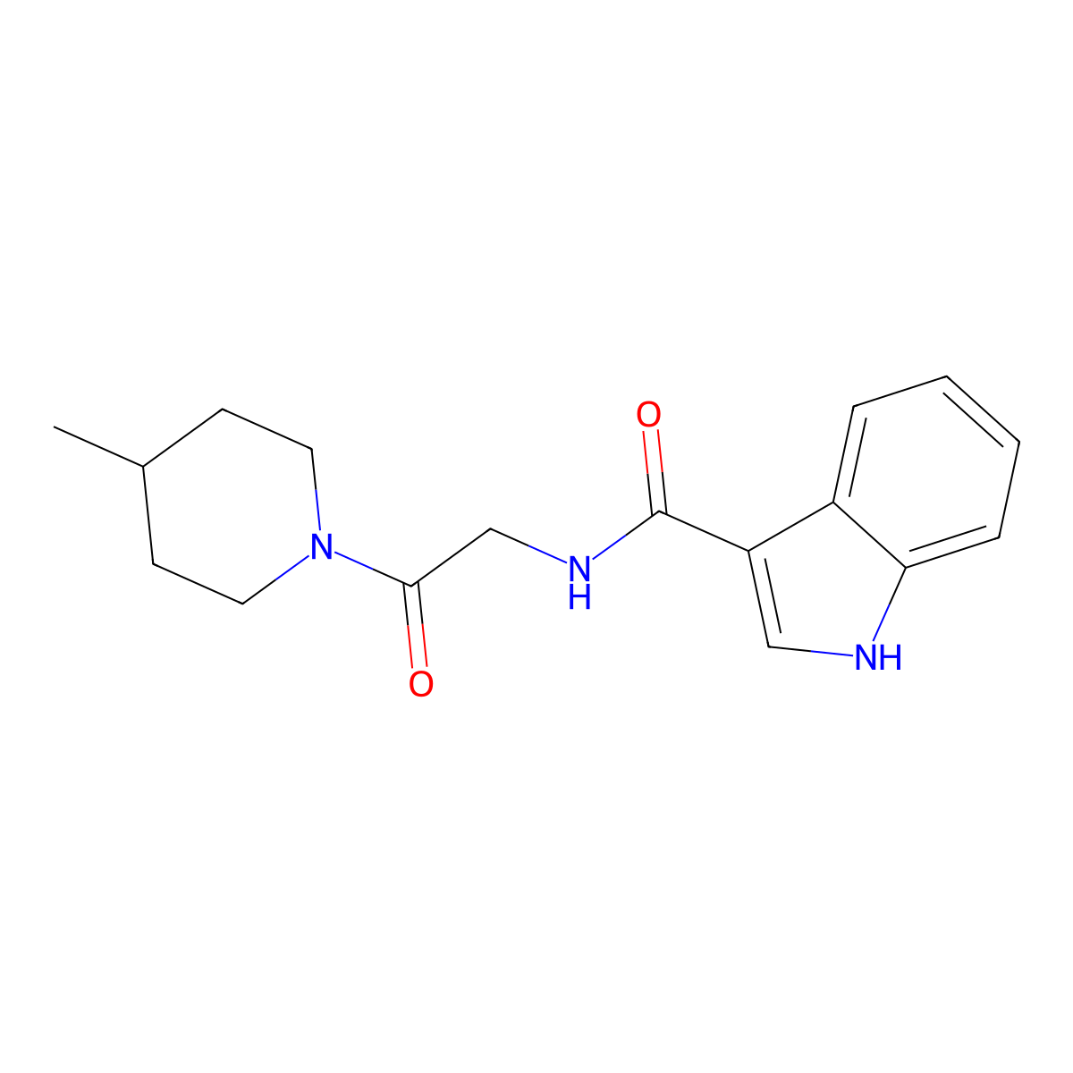N-[2-(4-methylpiperidin-1-yl)-2-oxoethyl]-1H-indole-3-carboxamide molecular structure, CAS 1251691-44-7