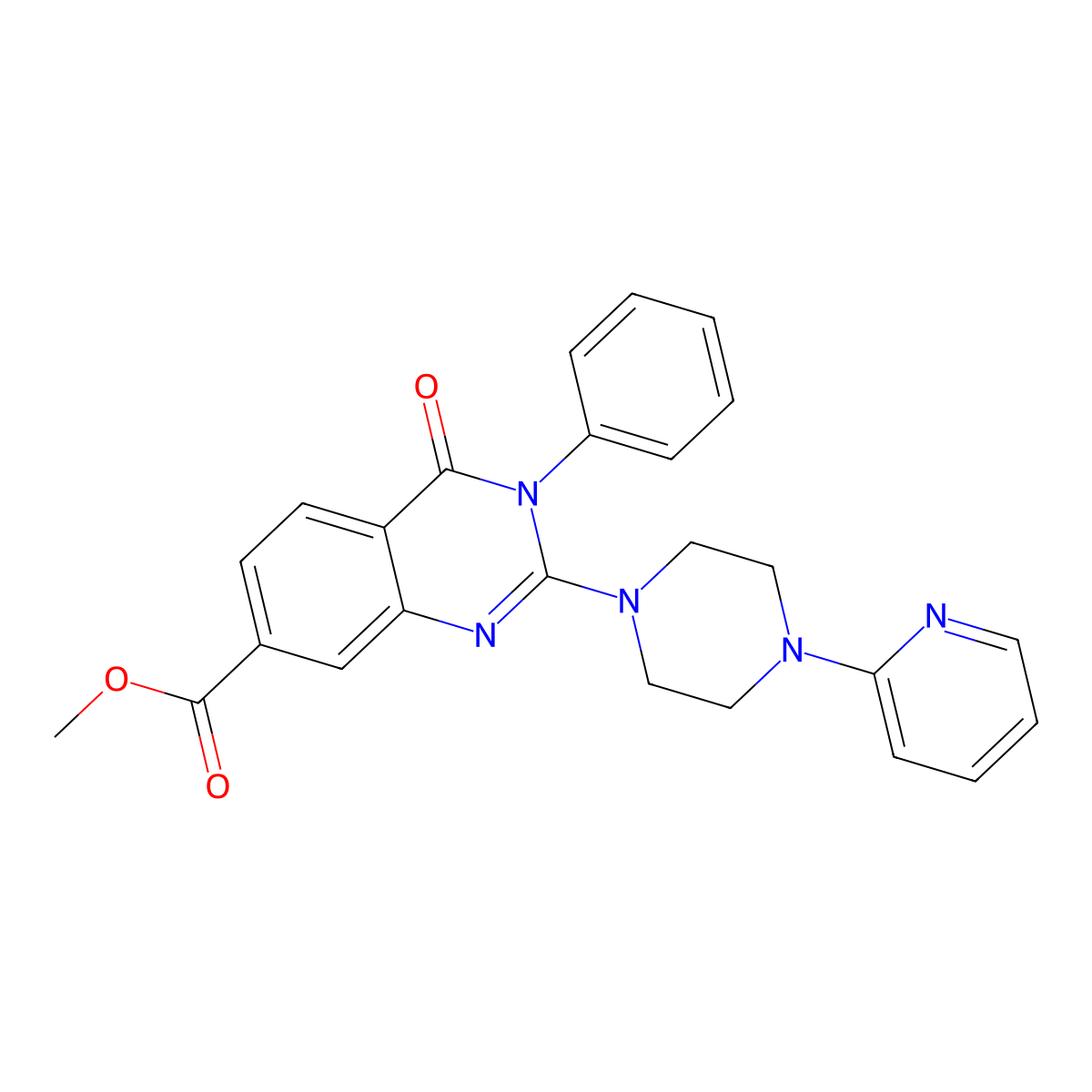 Methyl 4-oxo-3-phenyl-2-[4-(pyridin-2-yl)piperazin-1-yl]-3,4-dihydroquinazoline-7-carboxylate molecular structure, CAS 1251691-45-8