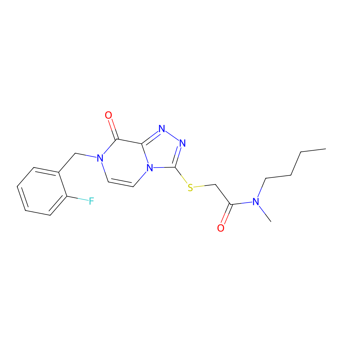 N-butyl-2-({7-[(2-fluorophenyl)methyl]-8-oxo-7H,8H-[1,2,4]triazolo[4,3-a]pyrazin-3-yl}sulfanyl)-N-methylacetamide molecular structure, CAS 1251691-53-8