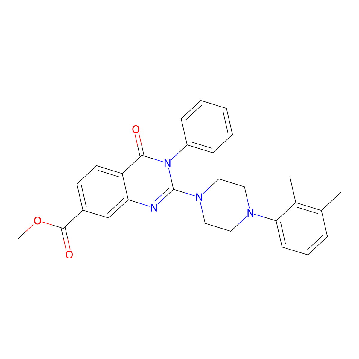 Methyl 2-[4-(2,3-dimethylphenyl)piperazin-1-yl]-4-oxo-3-phenyl-3,4-dihydroquinazoline-7-carboxylate molecular structure, CAS 1251691-55-0