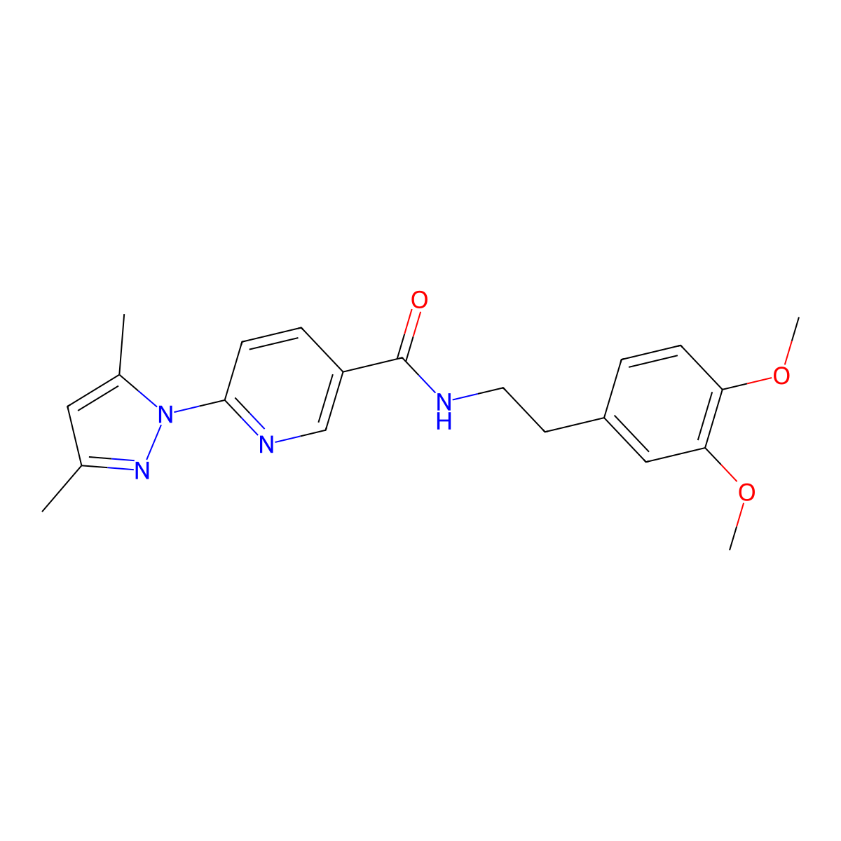 N-(3,4-dimethoxyphenethyl)-6-(3,5-dimethyl-1H-pyrazol-1-yl)nicotinamide molecular structure, CAS 1251691-59-4