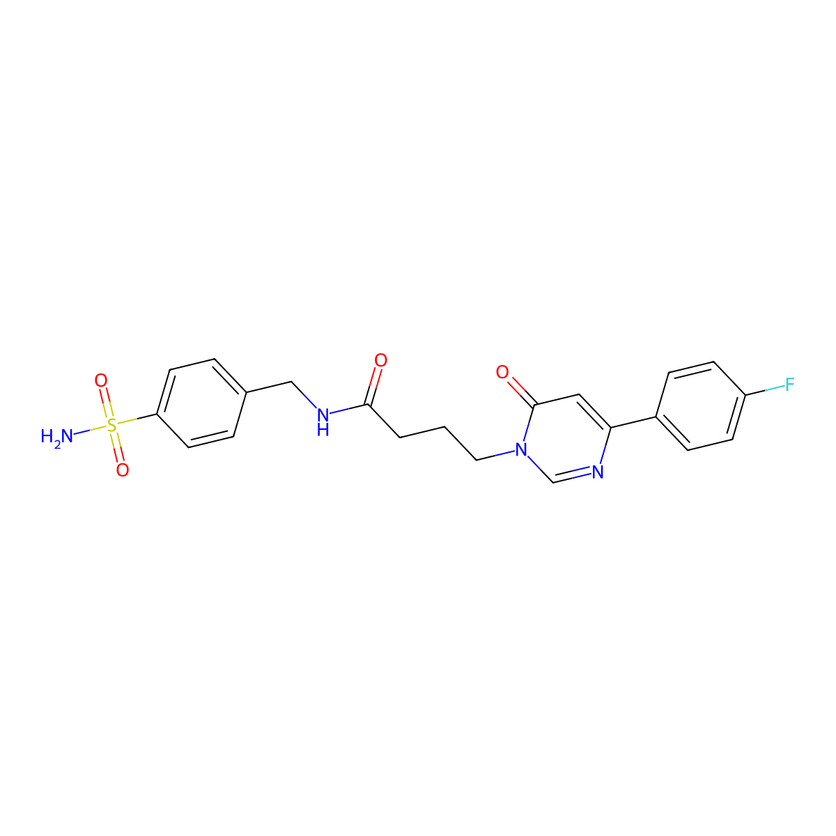4-(4-(4-fluorophenyl)-6-oxopyrimidin-1(6H)-yl)-N-(4-sulfamoylbenzyl)butanamide molecular structure, CAS 1251691-60-7