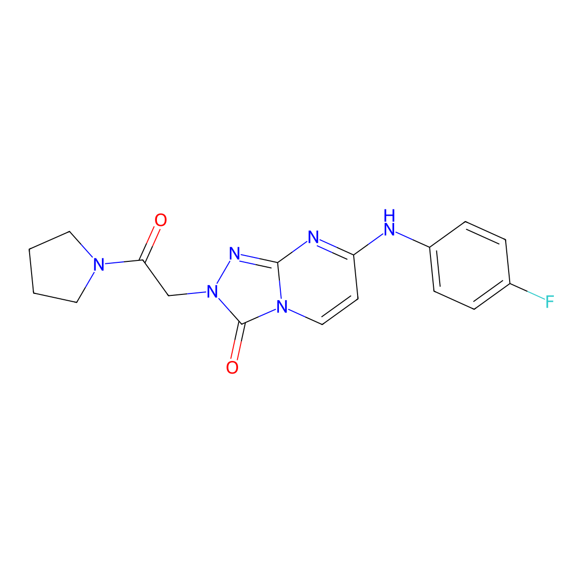 7-(4-fluoroanilino)-2-[2-oxo-2-(1-pyrrolidinyl)ethyl][1,2,4]triazolo[4,3-a]pyrimidin-3(2H)-one molecular structure, CAS 1251691-62-9