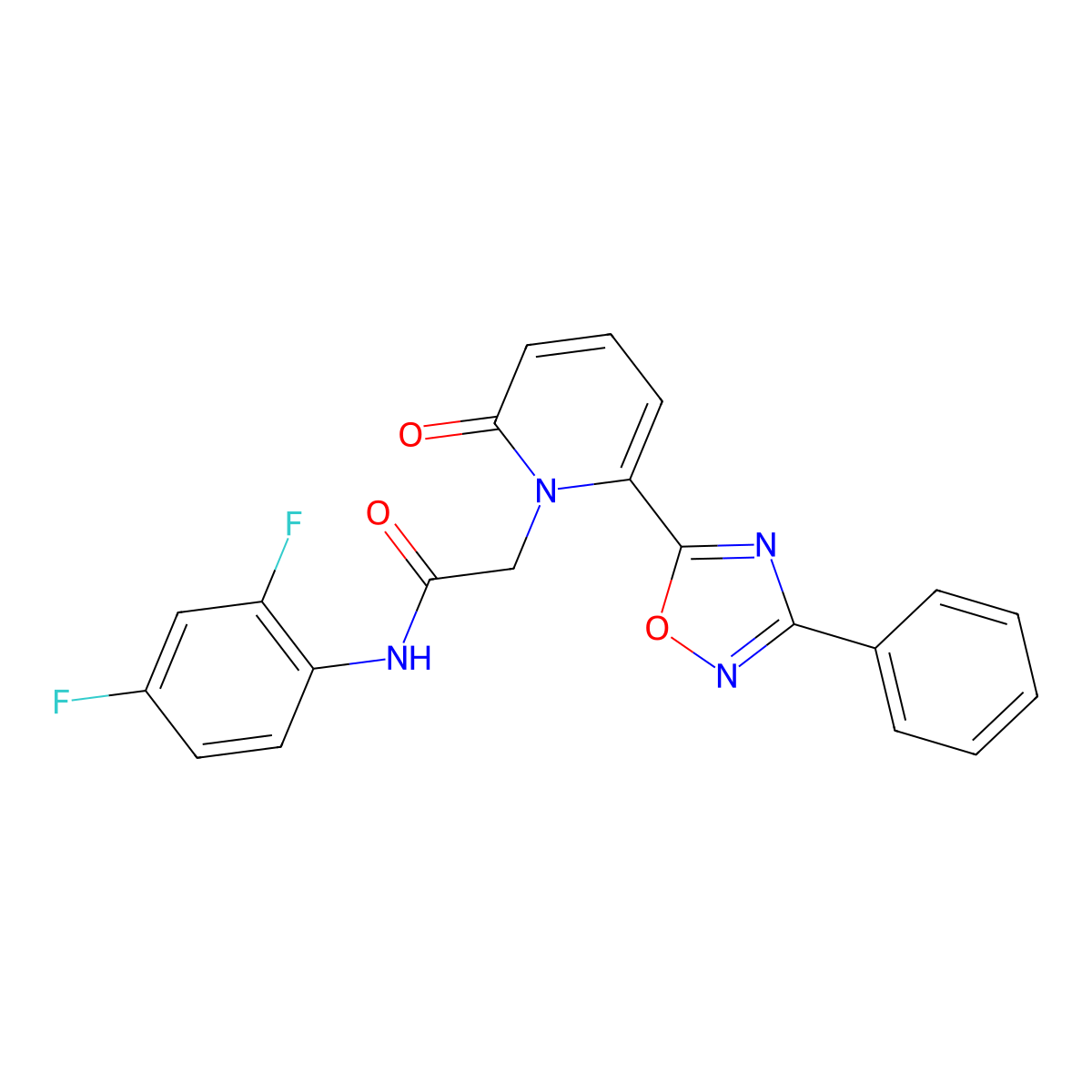 N-(2,4-difluorophenyl)-2-(2-oxo-6-(3-phenyl-1,2,4-oxadiazol-5-yl)pyridin-1(2H)-yl)acetamide molecular structure, CAS 1251691-71-0