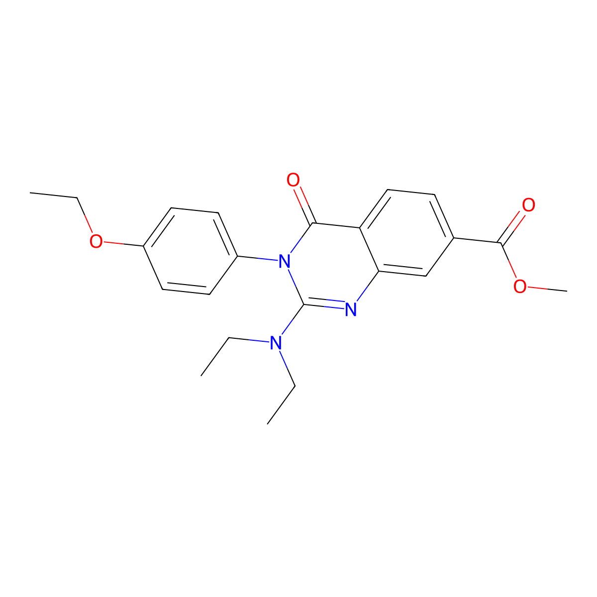 Methyl 2-(diethylamino)-3-(4-ethoxyphenyl)-4-oxo-3,4-dihydroquinazoline-7-carboxylate molecular structure, CAS 1251691-77-6