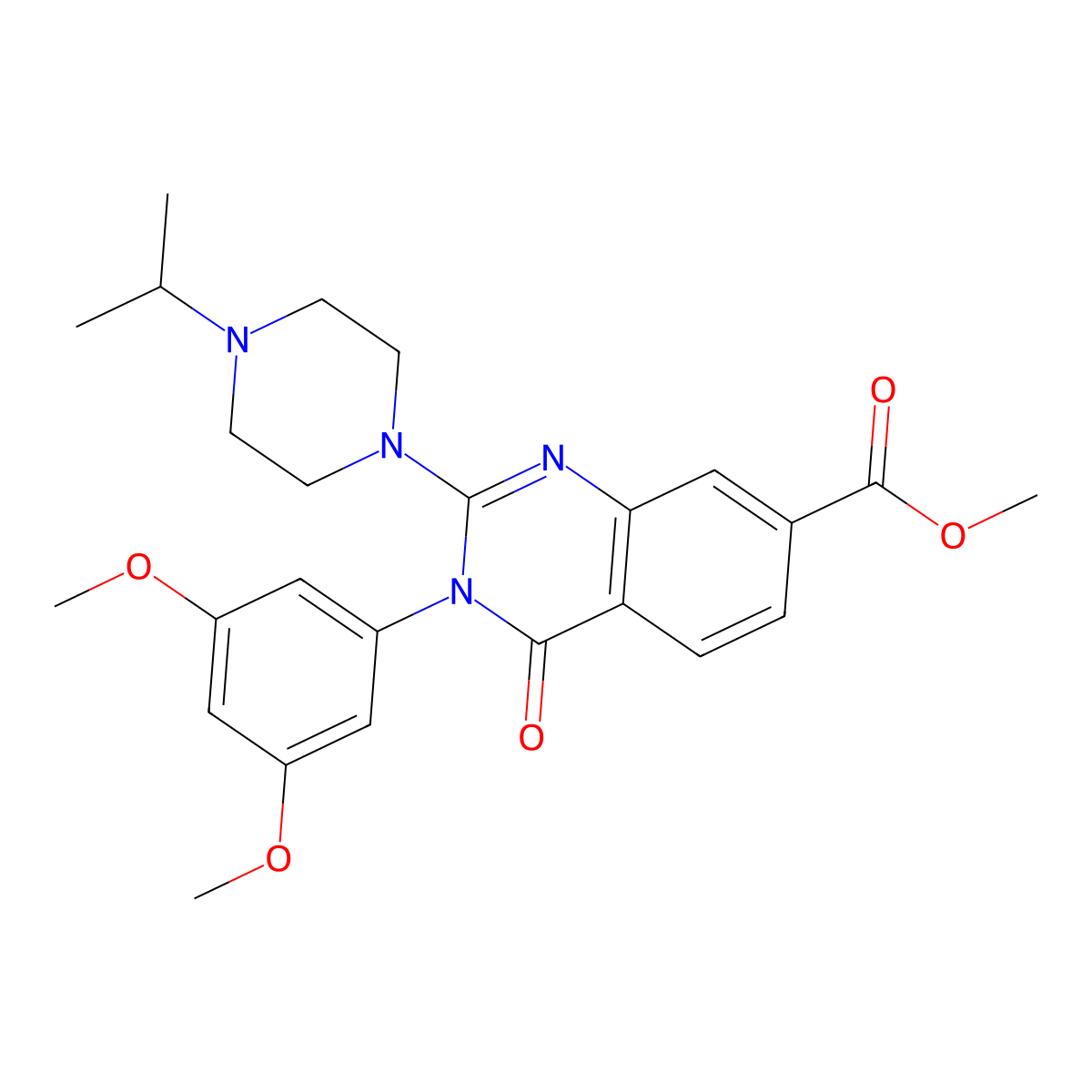 Methyl 3-(3,5-dimethoxyphenyl)-2-(4-isopropylpiperazin-1-yl)-4-oxo-3,4-dihydroquinazoline-7-carboxylate molecular structure, CAS 1251691-87-8