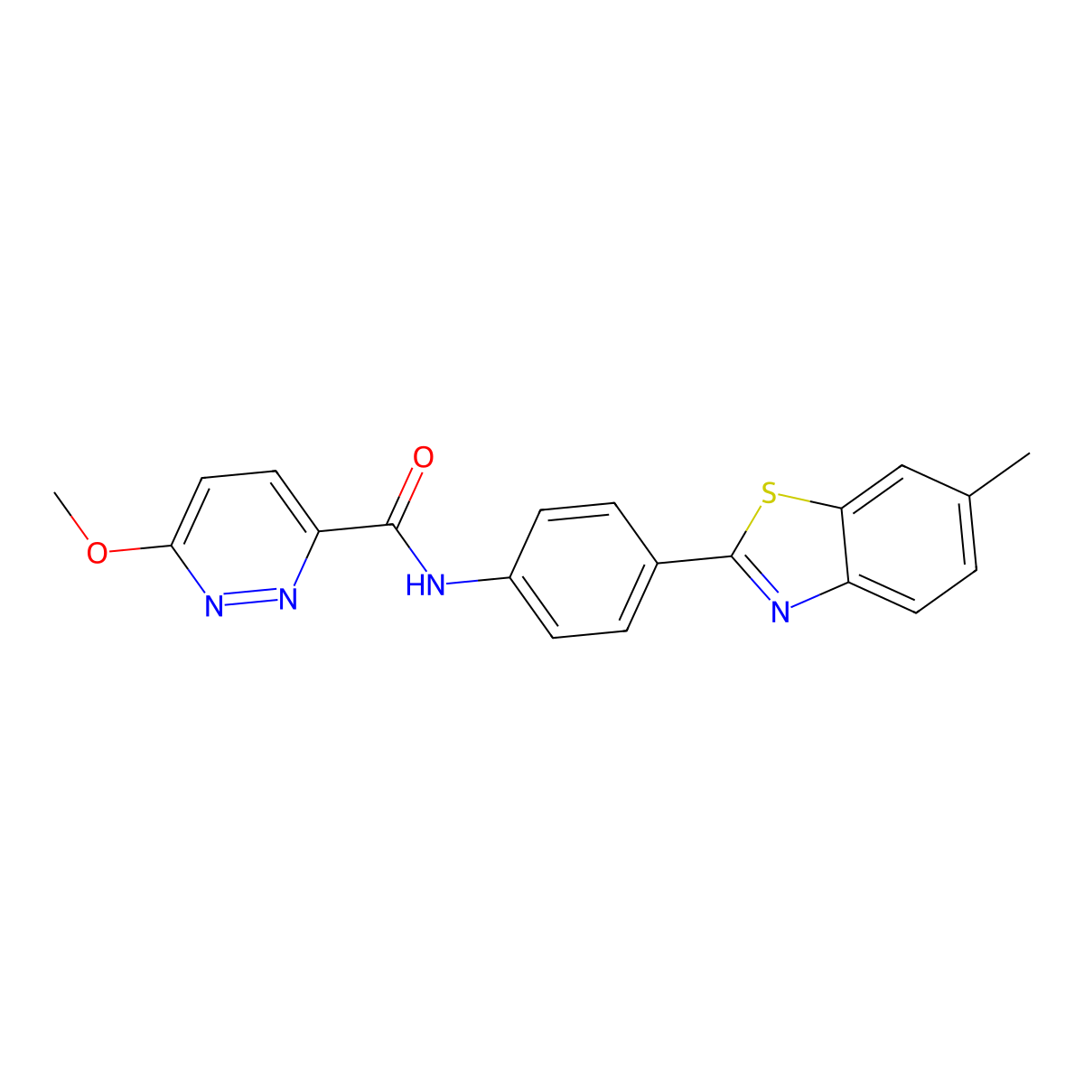 6-methoxy-N-(4-(6-methylbenzo[d]thiazol-2-yl)phenyl)pyridazine-3-carboxamide molecular structure, CAS 1251692-00-8