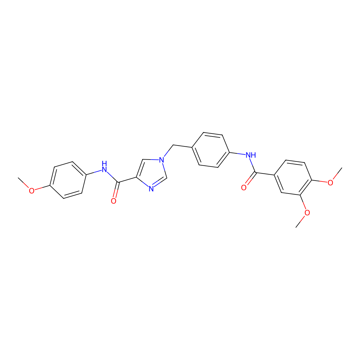 1-{[4-(3,4-dimethoxybenzamido)phenyl]methyl}-N-(4-methoxyphenyl)-1H-imidazole-4-carboxamide molecular structure, CAS 1251692-01-9