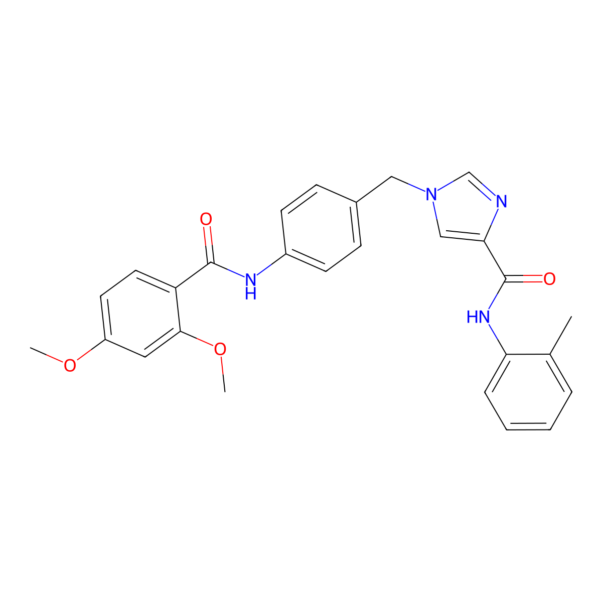 1-(4-(2,4-dimethoxybenzamido)benzyl)-N-(o-tolyl)-1H-imidazole-4-carboxamide molecular structure, CAS 1251692-06-4