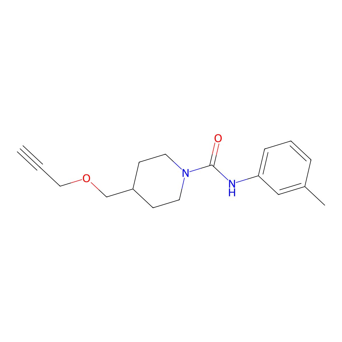 4-((prop-2-yn-1-yloxy)methyl)-N-(m-tolyl)piperidine-1-carboxamide molecular structure, CAS 1251692-15-5