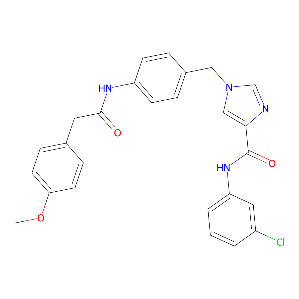 N-(3-chlorophenyl)-1-({4-[2-(4-methoxyphenyl)acetamido]phenyl}methyl)-1H-imidazole-4-carboxamide molecular structure, CAS 1251692-18-8