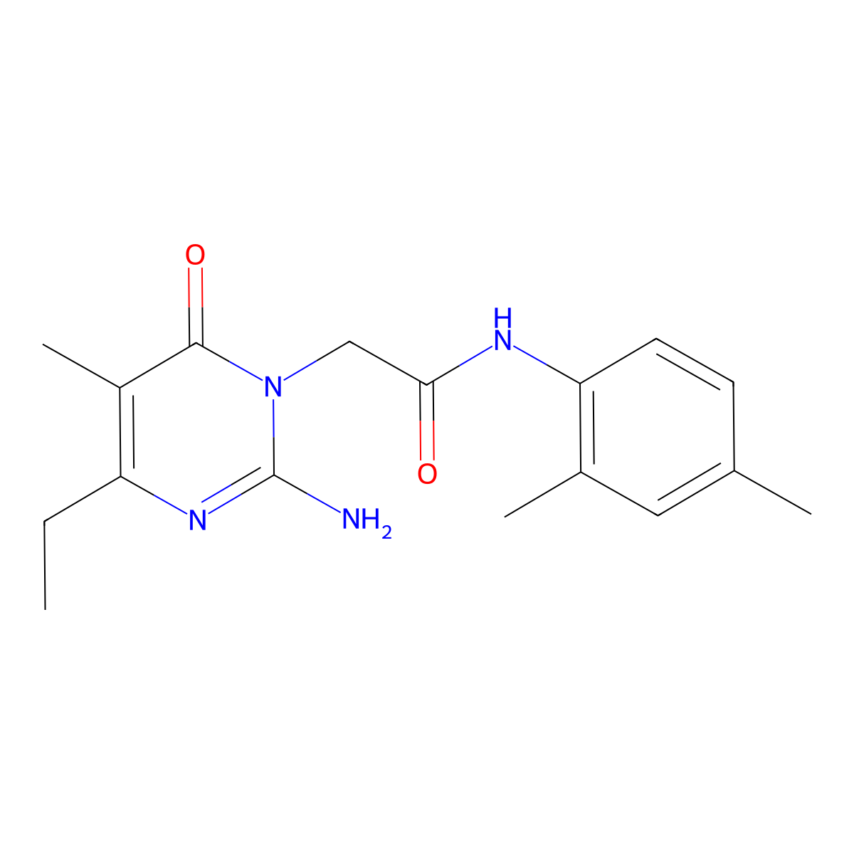2-(2-amino-4-ethyl-5-methyl-6-oxopyrimidin-1(6H)-yl)-N-(2,4-dimethylphenyl)acetamide molecular structure, CAS 1251692-20-2