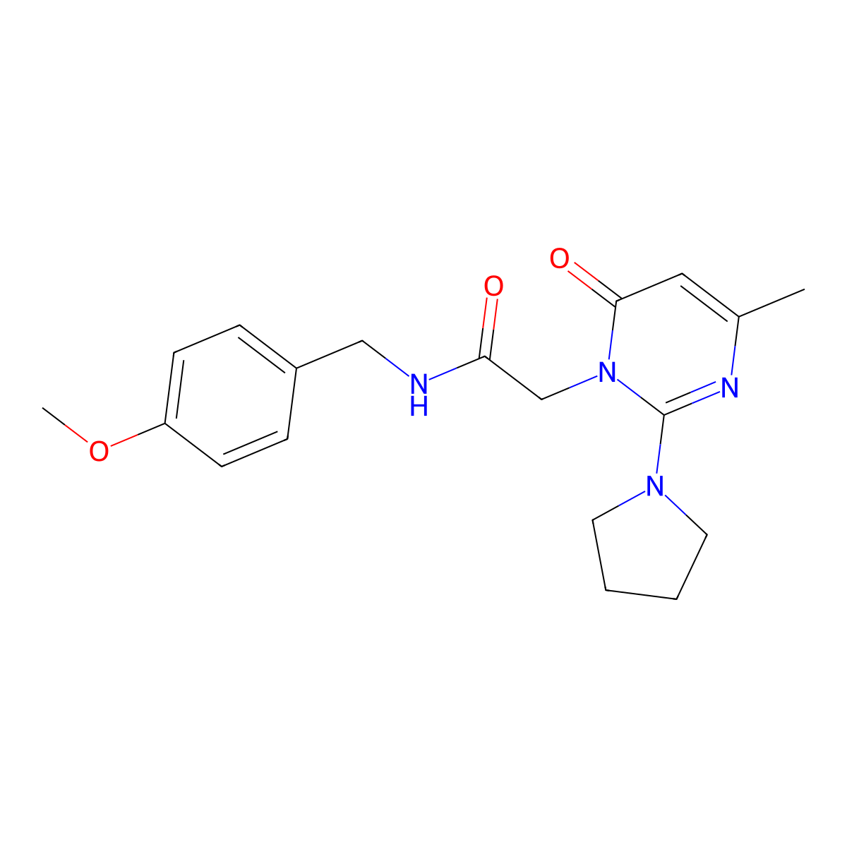 N-(4-methoxybenzyl)-2-(4-methyl-6-oxo-2-pyrrolidin-1-ylpyrimidin-1(6H)-yl)acetamide molecular structure, CAS 1251692-31-5