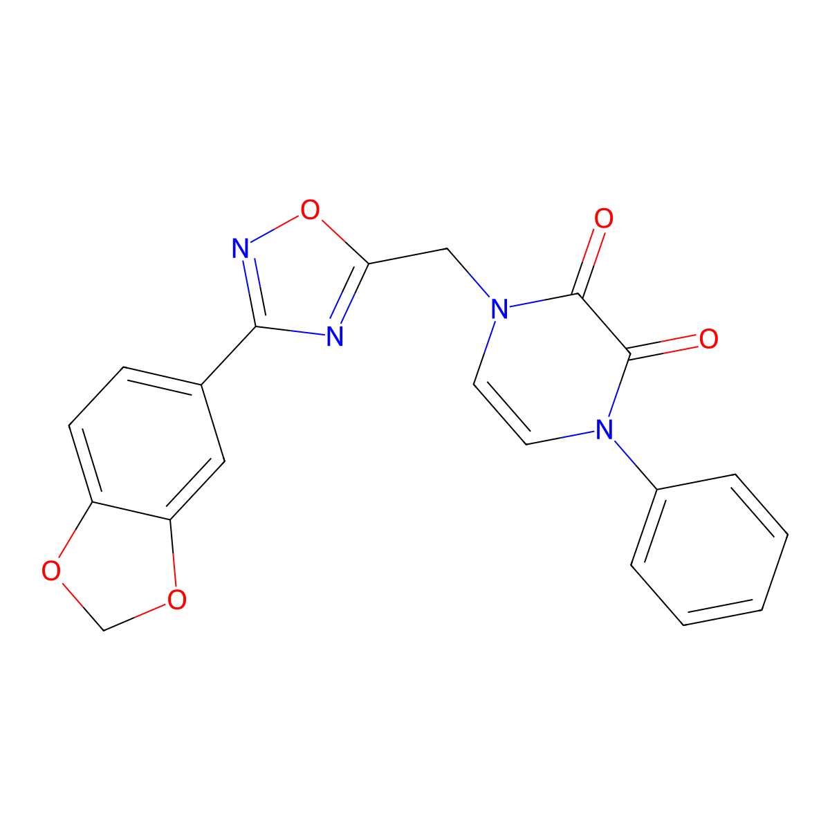 1-{[3-(1,3-Benzodioxol-5-yl)-1,2,4-oxadiazol-5-yl]methyl}-4-phenyl-1,4-dihydro-2,3-pyrazinedione molecular structure, CAS 1251692-32-6