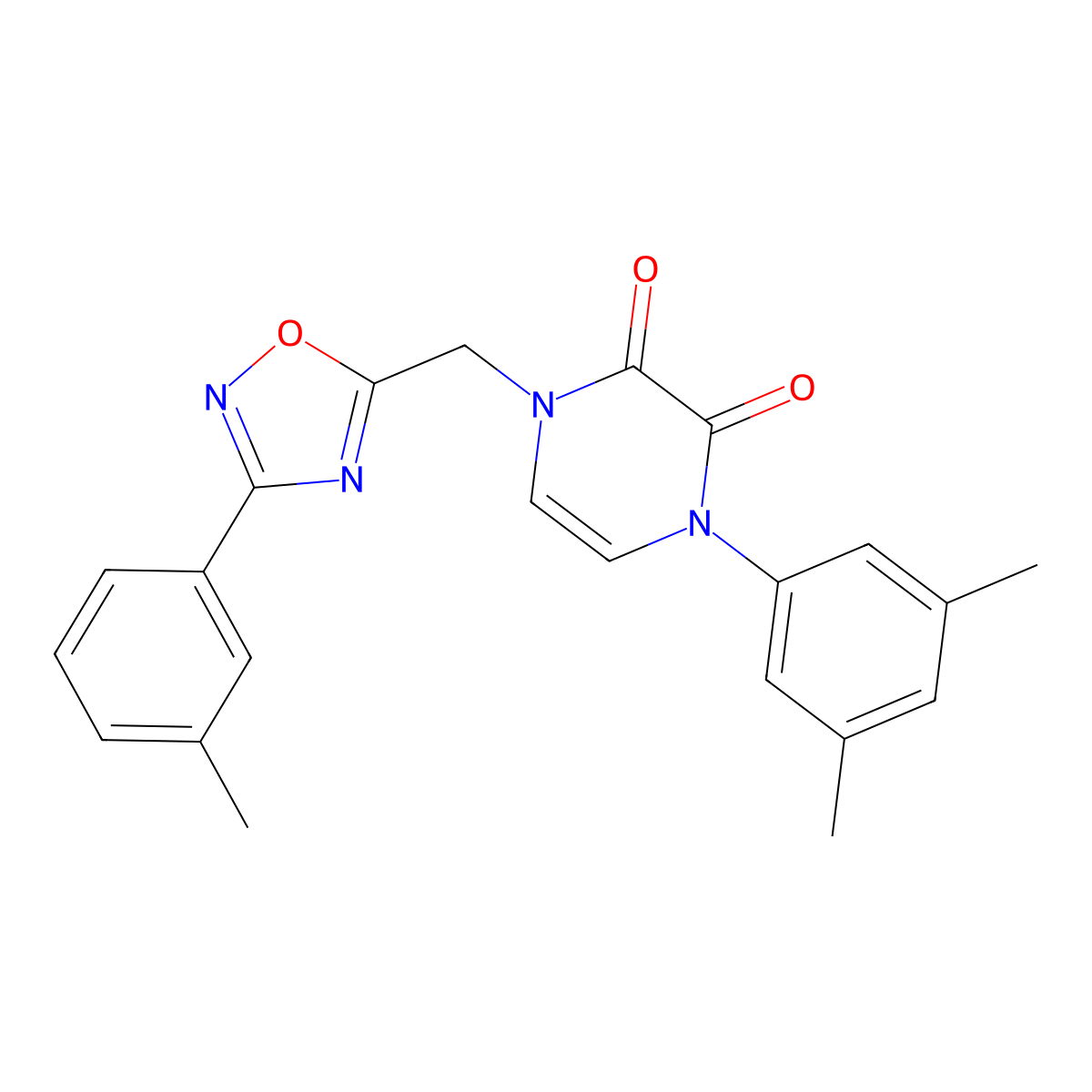 1-(3,5-Dimethylphenyl)-4-{[3-(3-methylphenyl)-1,2,4-oxadiazol-5-yl]methyl}-1,2,3,4-tetrahydropyrazine-2,3-dione molecular structure, CAS 1251692-42-8