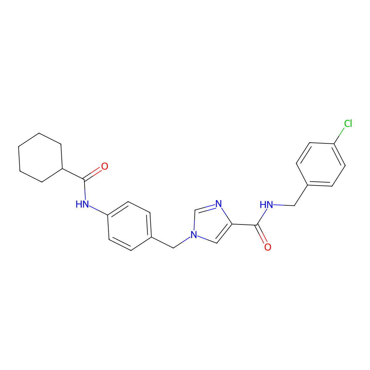 N-(4-chlorobenzyl)-1-(4-(cyclohexanecarboxamido)benzyl)-1H-imidazole-4-carboxamide molecular structure, CAS 1251692-48-4
