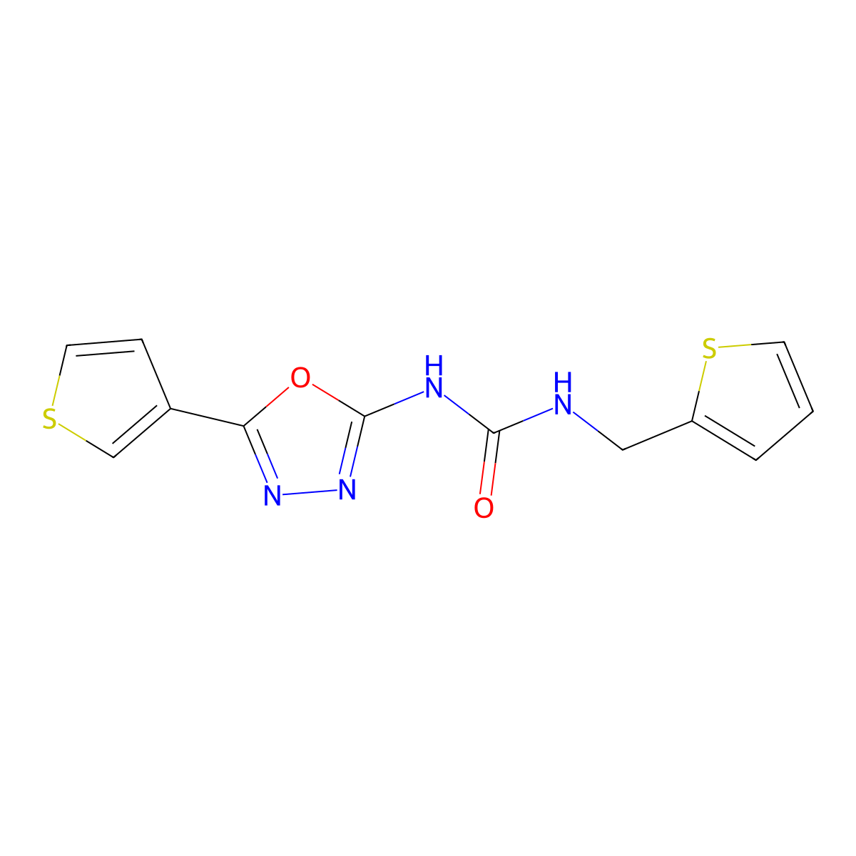1-(Thiophen-2-ylmethyl)-3-(5-(thiophen-3-yl)-1,3,4-oxadiazol-2-yl)urea molecular structure, CAS 1251692-49-5