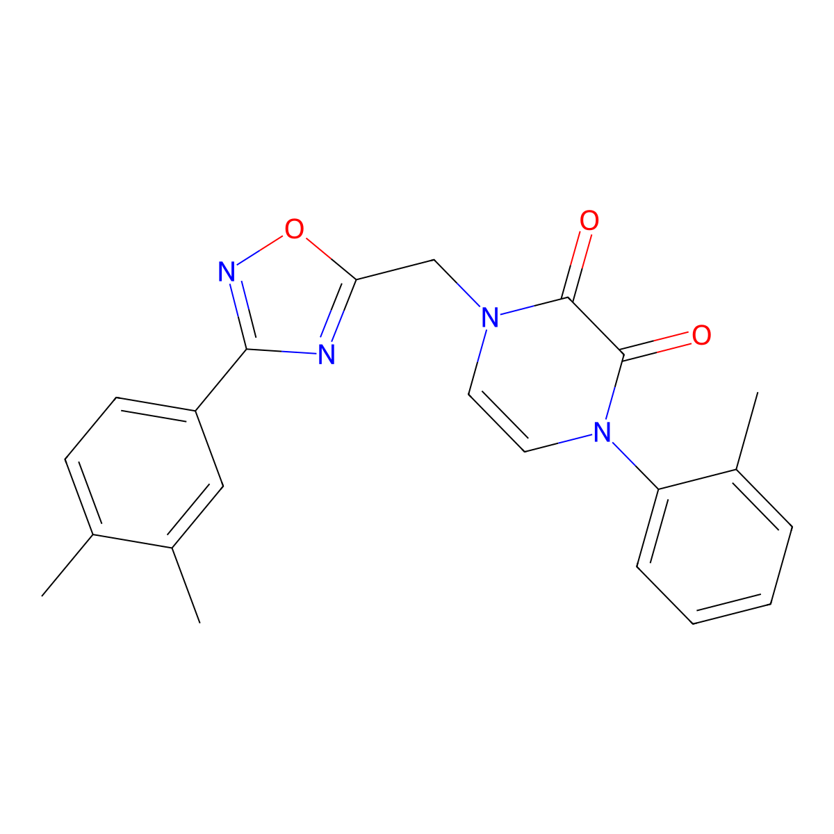 1-((3-(3,4-dimethylphenyl)-1,2,4-oxadiazol-5-yl)methyl)-4-(o-tolyl)pyrazine-2,3(1H,4H)-dione molecular structure, CAS 1251692-50-8