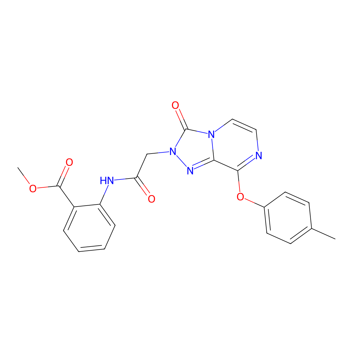 methyl 2-(2-(3-oxo-8-(p-tolyloxy)-[1,2,4]triazolo[4,3-a]pyrazin-2(3H)-yl)acetamido)benzoate molecular structure, CAS 1251692-59-7