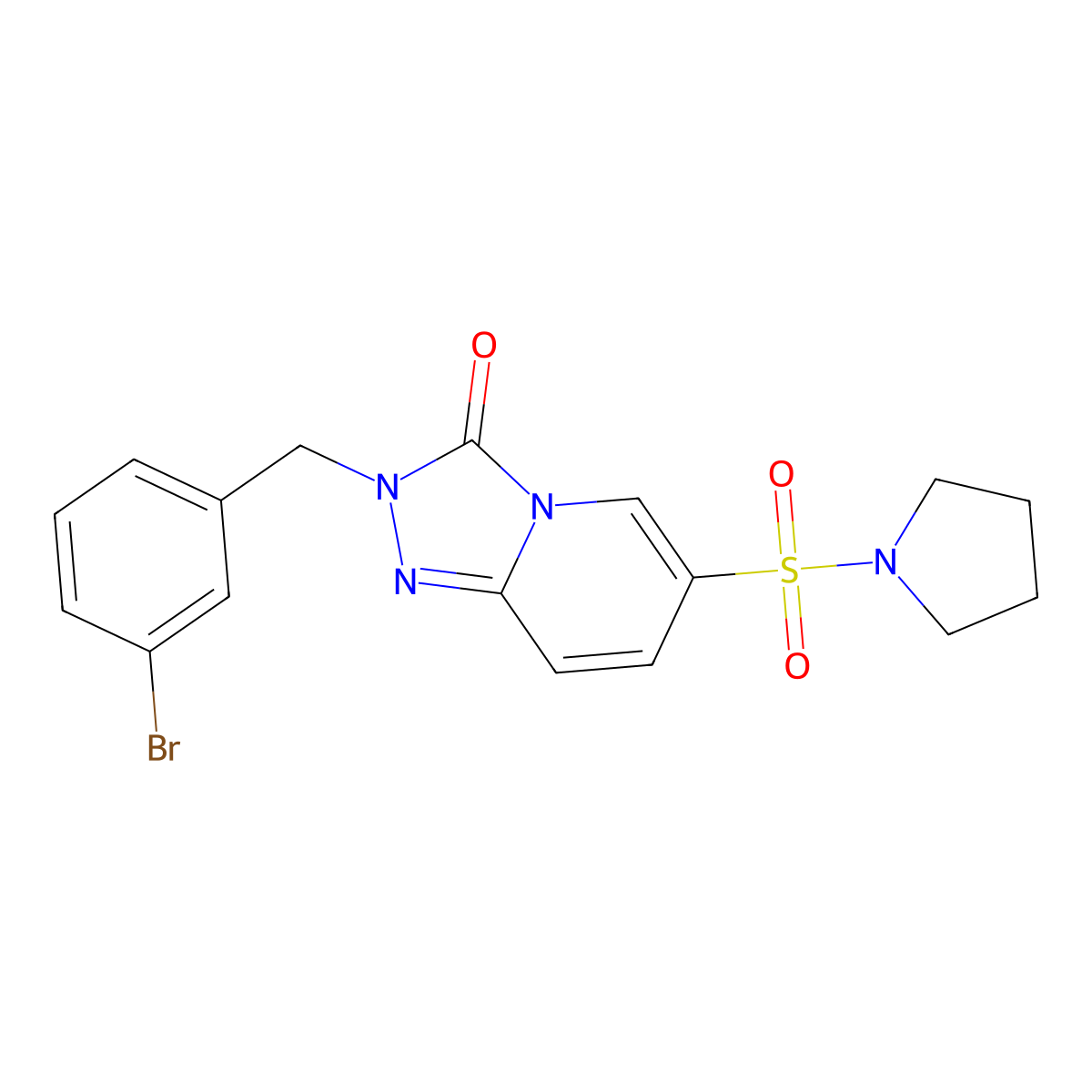 2-(3-bromobenzyl)-6-(pyrrolidin-1-ylsulfonyl)-[1,2,4]triazolo[4,3-a]pyridin-3(2H)-one molecular structure, CAS 1251692-71-3