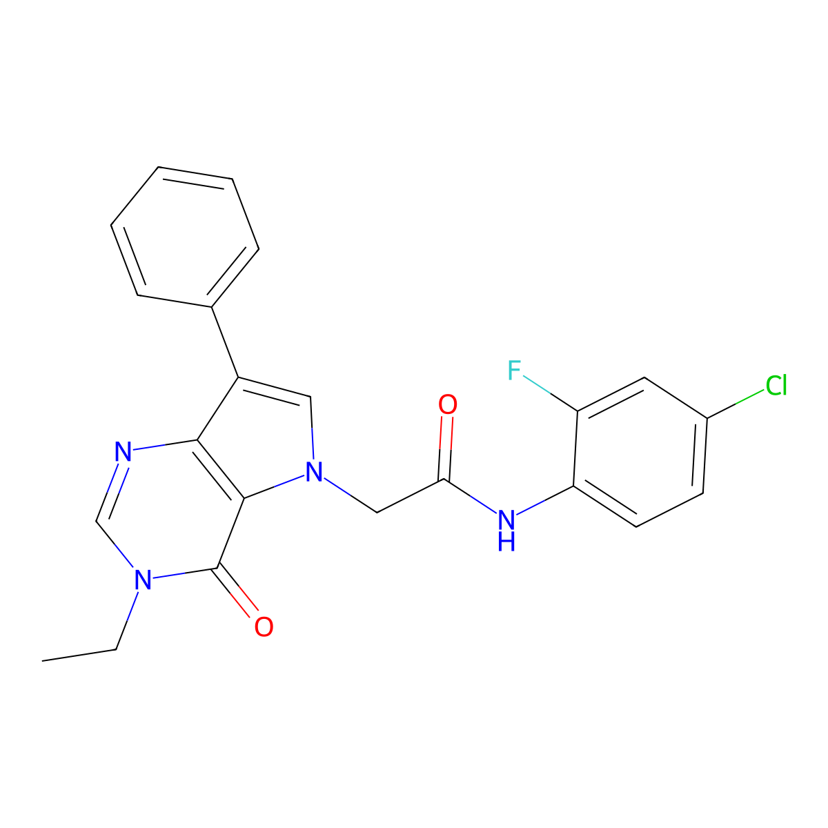 N-(4-chloro-2-fluorophenyl)-2-{3-ethyl-4-oxo-7-phenyl-3H,4H,5H-pyrrolo[3,2-d]pyrimidin-5-yl}acetamide molecular structure, CAS 1251692-72-4