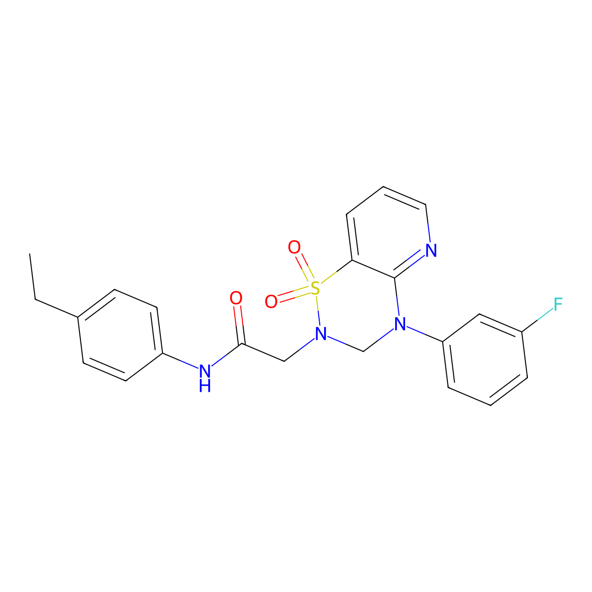 N-(4-ethylphenyl)-2-(4-(3-fluorophenyl)-1,1-dioxido-3,4-dihydro-2H-pyrido[2,3-e][1,2,4]thiadiazin-2-yl)acetamide molecular structure, CAS 1251692-75-7