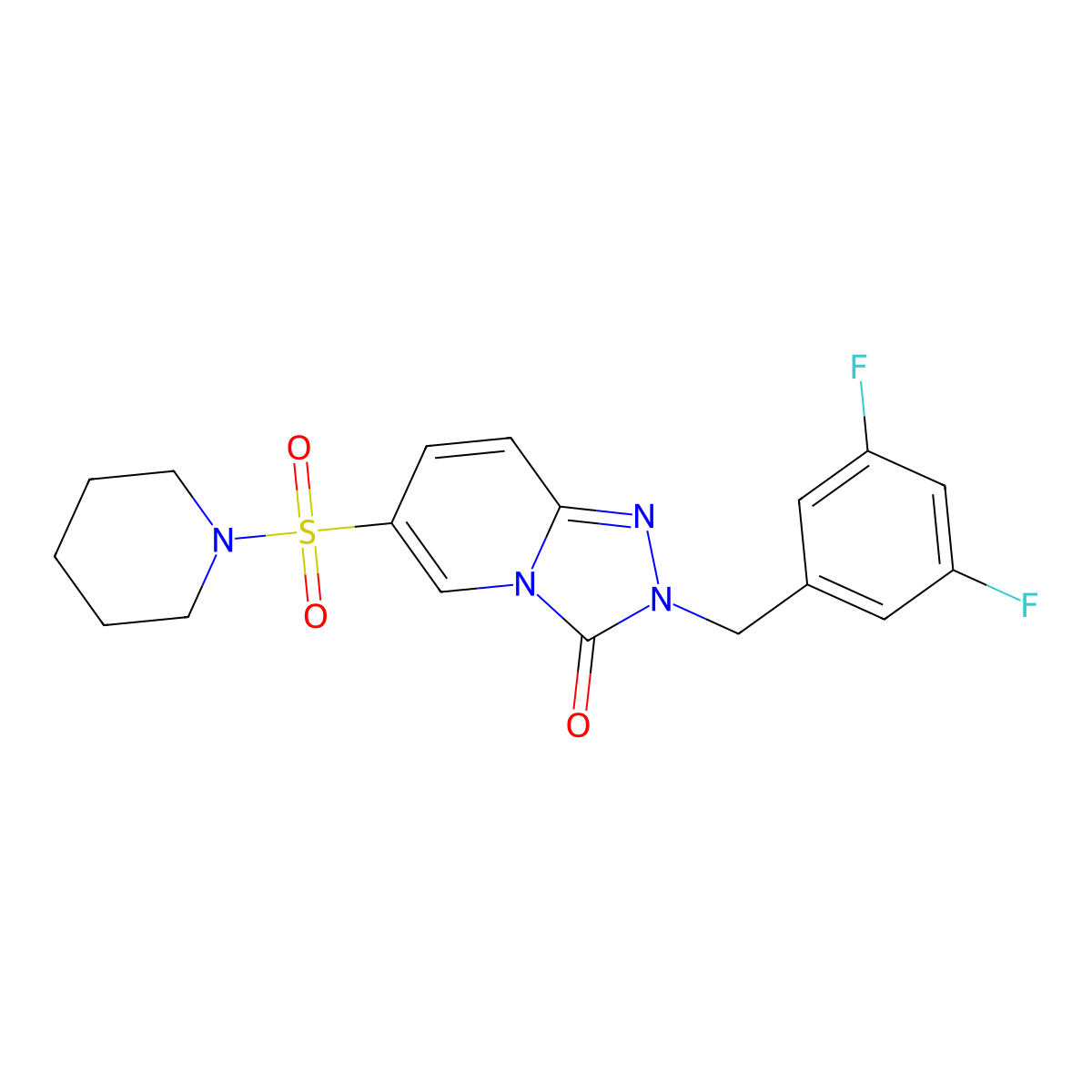 2-[(3,5-difluorophenyl)methyl]-6-(piperidine-1-sulfonyl)-2H,3H-[1,2,4]triazolo[4,3-a]pyridin-3-one molecular structure, CAS 1251692-83-7