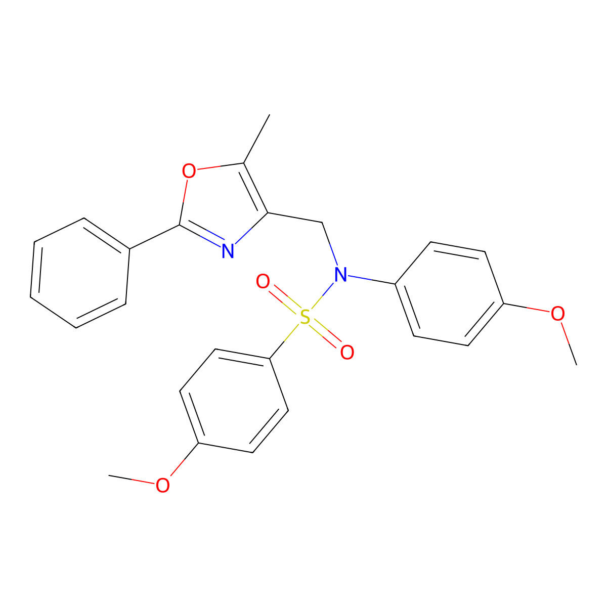 4-methoxy-N-(4-methoxyphenyl)-N-((5-methyl-2-phenyloxazol-4-yl)methyl)benzenesulfonamide molecular structure, CAS 1251692-85-9