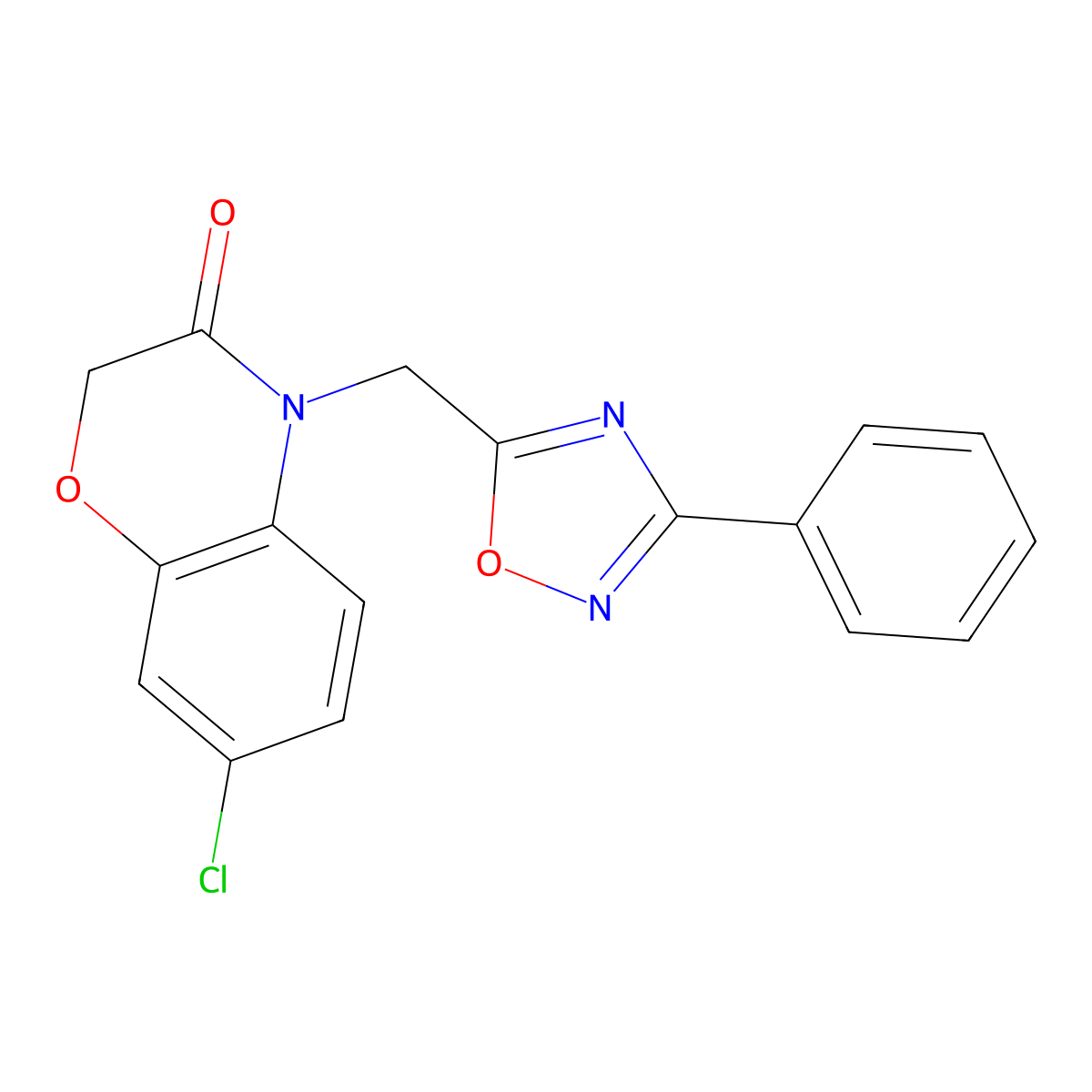 7-chloro-4-((3-phenyl-1,2,4-oxadiazol-5-yl)methyl)-2H-benzo[b][1,4]oxazin-3(4H)-one molecular structure, CAS 1251692-93-9