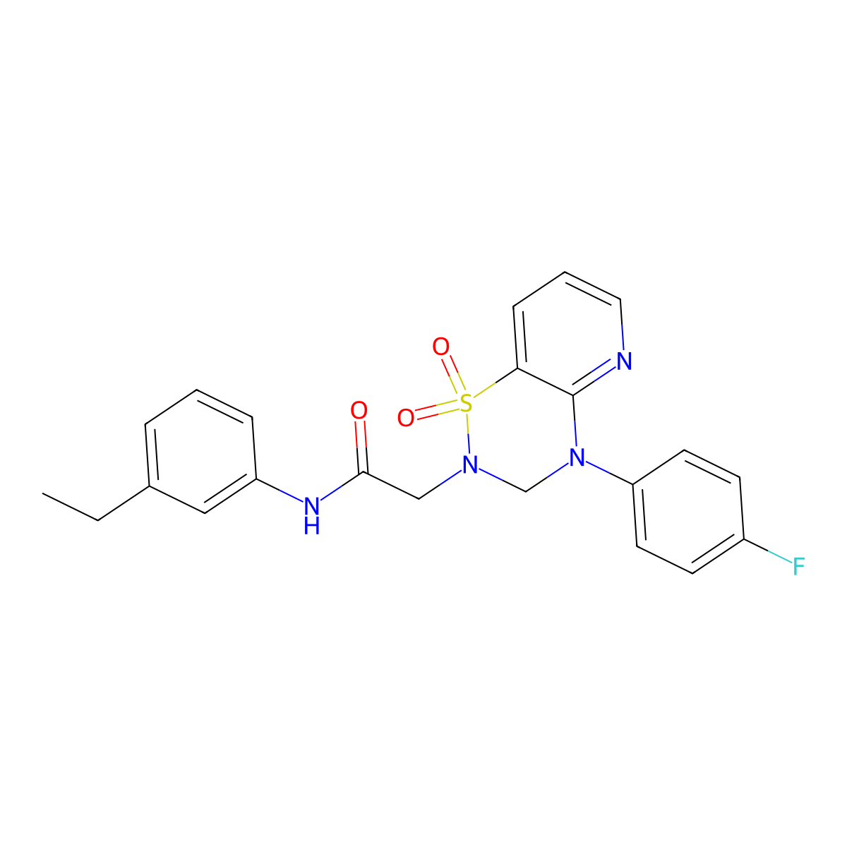N-(3-ethylphenyl)-2-[4-(4-fluorophenyl)-1,1-dioxo-2H,3H,4H-1lambda6-pyrido[2,3-e][1,2,4]thiadiazin-2-yl]acetamide molecular structure, CAS 1251693-04-5