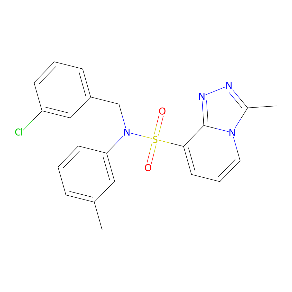 N-[(3-chlorophenyl)methyl]-3-methyl-N-(3-methylphenyl)-[1,2,4]triazolo[4,3-a]pyridine-8-sulfonamide molecular structure, CAS 1251693-06-7