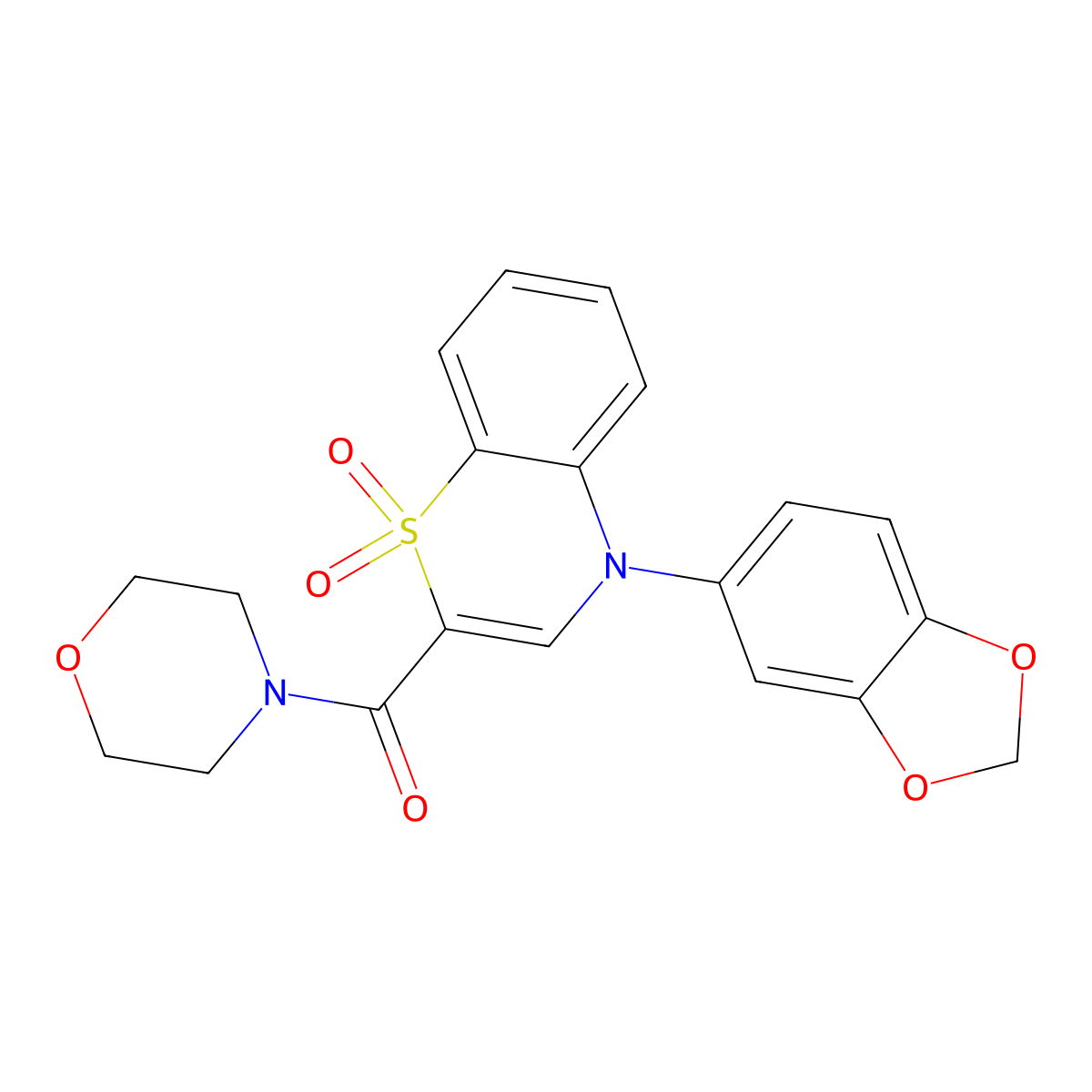 4-(2H-1,3-benzodioxol-5-yl)-2-(morpholine-4-carbonyl)-4H-1lambda6,4-benzothiazine-1,1-dione molecular structure, CAS 1251693-07-8