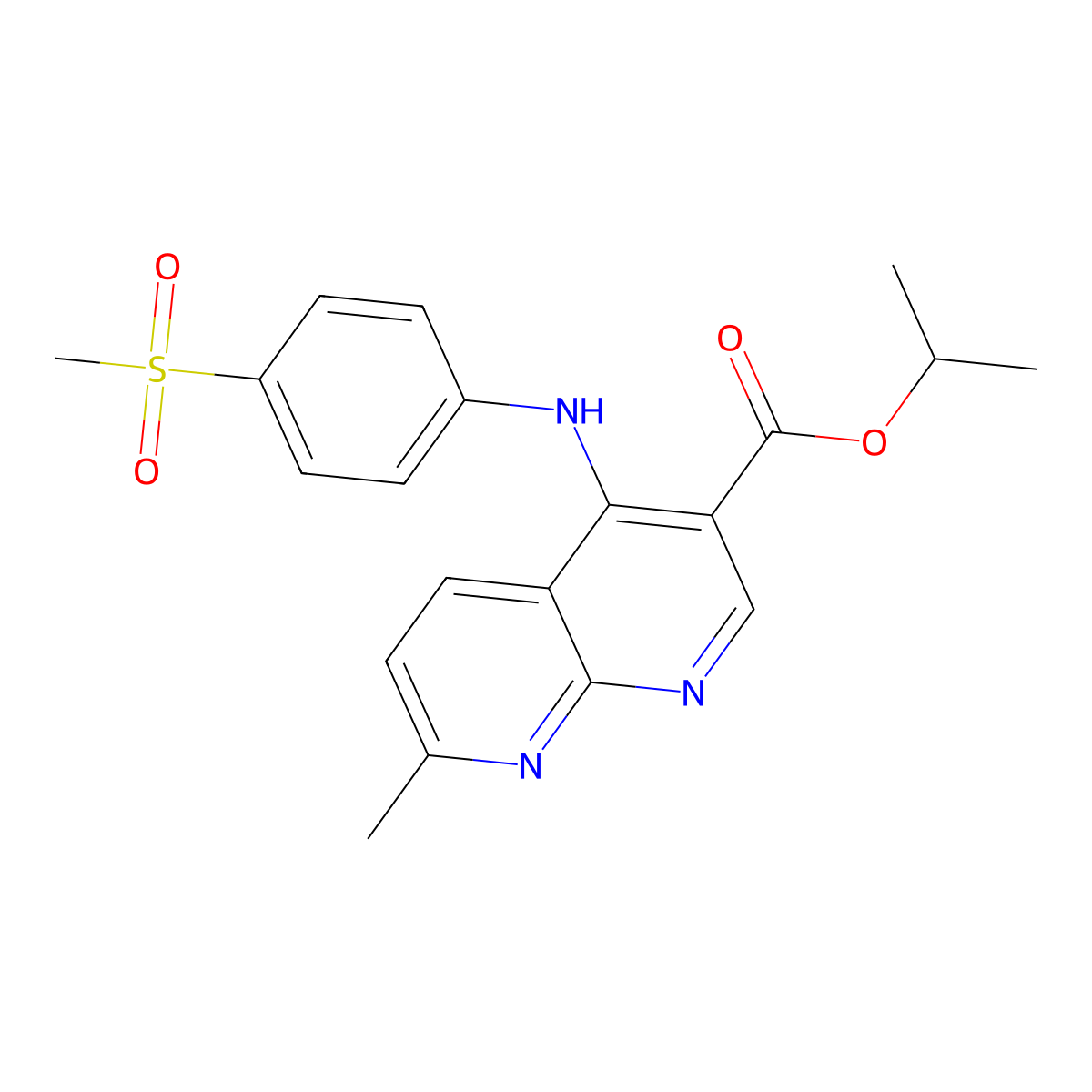 Propan-2-yl 4-[(4-methanesulfonylphenyl)amino]-7-methyl-1,8-naphthyridine-3-carboxylate molecular structure, CAS 1251693-09-0